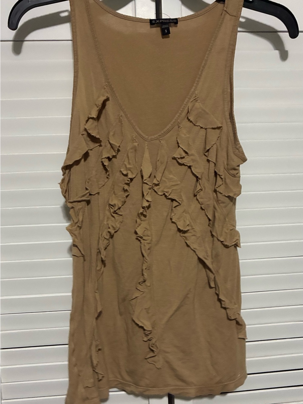 Express Tan Ruffle Tank Cover-Up